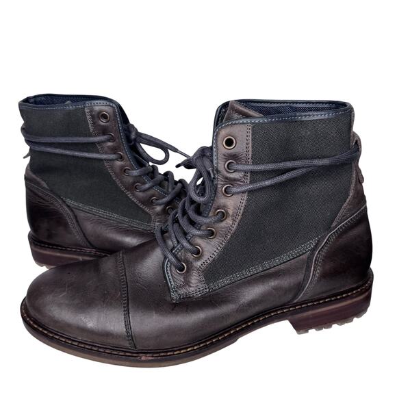 Vintage ALDO Brown Leather Canvas Combat Boots Men’s US 10 EU 43 Made Portugal main image 8